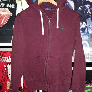 Men's Polo Ralph Lauren Red Maroon Zip-Up Hoodie Sweatshirt Sz Small